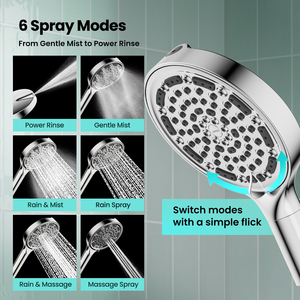 JOMOO 3 in 1 Filtered Handheld <strong>Shower</strong> <strong>Head</strong> 6 Spray Modes Bathroom <strong>Shower</strong> Combo with Bracket <strong>and</strong> 1.8m <strong>Shower</strong> <strong>Hose</strong> - Product Image 3