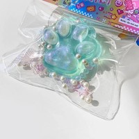 Jouet Squishy Patte de Chat Scintillante Kawaii, Jouet Sensoriel Anti-Stress en TPR Souple pour Enfants et Adultes