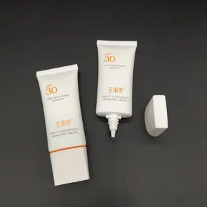 Tubo de espremer cosmético branco 50ml, embalagem personalizada tubo solar oval