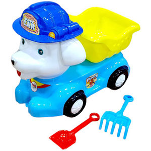 Ensemble de jouets de plage pour enfants : camion benne, pelle et râteau, emballé en filet - Product Image 1