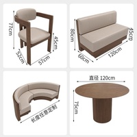 Ensemble de canapé, table basse et chaises en bois massif, écologique et durable, pour restaurant, boulangerie, pâtisserie, salon de thé, à fixer au mur