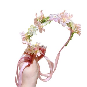 Serre-tête Princesse Super Féerique Style Ancien & Mori avec <span class=keywords><strong>Couronne</strong></span> de Fleurs et Long Ruban pour Filles - Product Image 5
