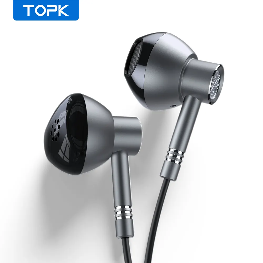TOPK F35 סטריאו בס אוזניות 3.5mm In-אוזן ספורט באוזן Wired אוזניות עם מיקרופון