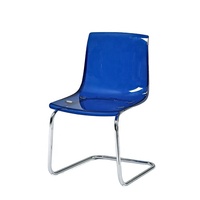 Chaise de loisirs de luxe en plastique ambre transparent avec base chromée