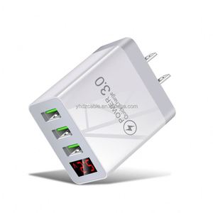 Manufacturer Wholesale 3-Port USB Wall Charger with Digital Display for Fast Charging <b>UK</b> EU US <b>Plug</b> Head - Product Image 5