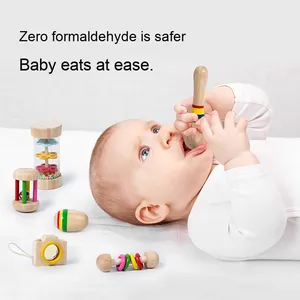 Ensemble combiné de hochets en bois pour bébé, xylophone musical, <span class=keywords><strong>hochet</strong></span> lumineux, jouets sensoriels éducatifs précoces pour les tout-petits, les garçons et les filles - Product Image 5