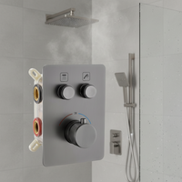 Robinet de douche thermostatique à 3 poignées finition chromée, mitigeur encastré avec contrôle de débit indépendant pour équipements de salle de bain modernes