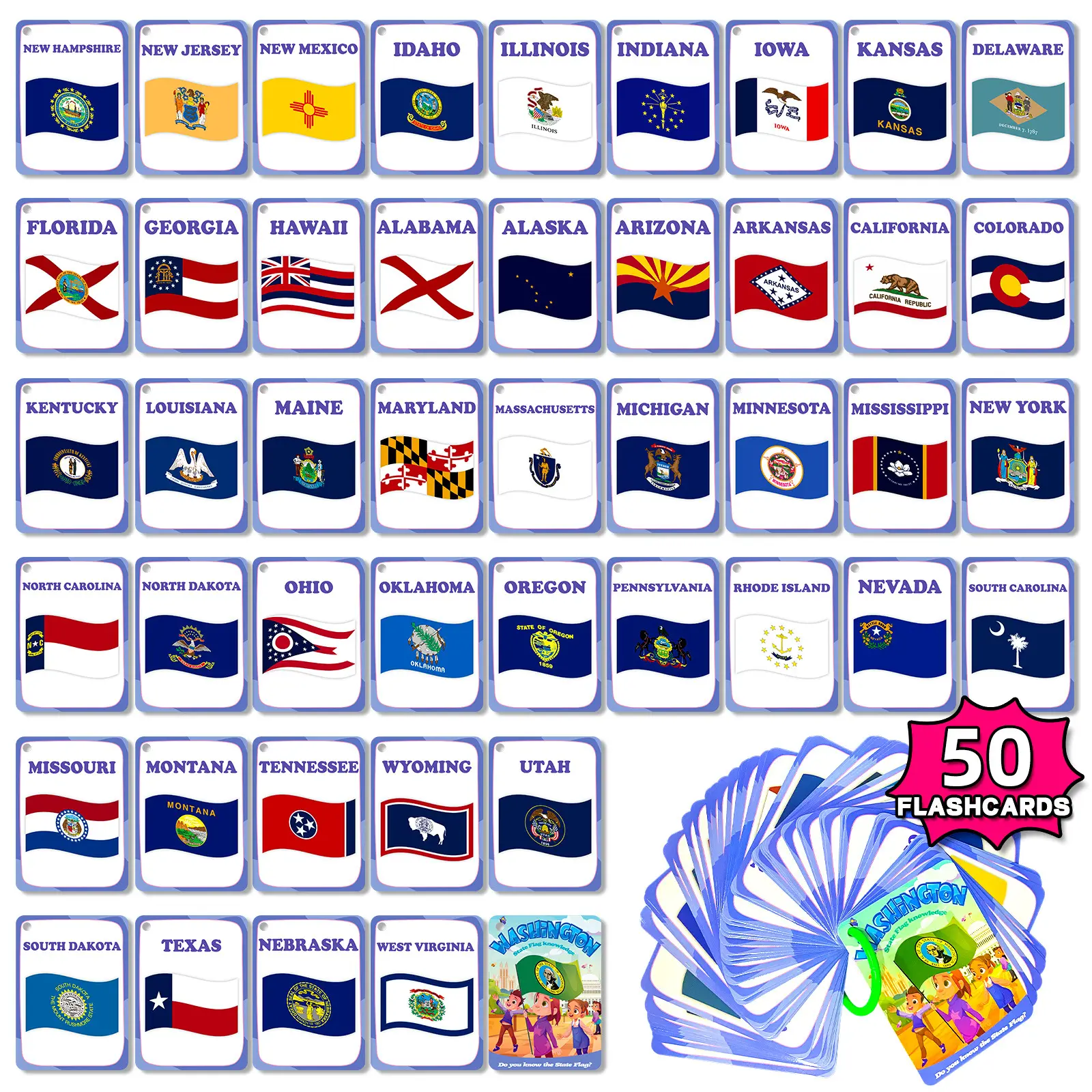 American 50 State inglese alfabetizzazione Puzzle educazione della prima infanzia cognitivo Flash Card formazione assistenza all'udito fornitura artistica