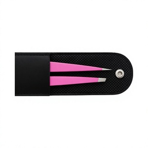 Juego de 2 Pinzas Manuales de Acero Inoxidable Color Rosa, Instrumentos para el Cuidado de la Piel en Salones de Belleza, Herramientas de Microcirugía, Incluye Pinzas Inclinadas - Product Image 1