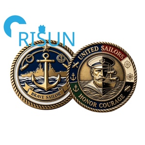 Monedas <span class=keywords><strong>de</strong></span> desafío inspiradoras y motivacionales náuticas con ancla <span class=keywords><strong>de</strong></span> velero y símbolo <span class=keywords><strong>de</strong></span> fuerza <span class=keywords><strong>de</strong></span> marinero, personalizadas al por mayor - Product Image 2