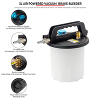 Kit d'extraction de liquide de frein sous vide 3L - Pompe de purge de frein pour une personne avec bouteille de remplissage par siphon 1L et 16 adaptateurs
