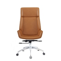 Chaise de bureau de direction de luxe en cuir haut de gamme or et blanc