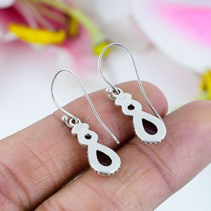 Garnet & <b>Citrine</b> Silver Drop <b>Earrings</b> | Dual Gemstone Teardrop Dangle <b>Earrings</b> | Handmade Designer Jewelry - Product Image 3