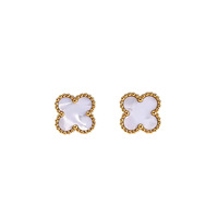 Pendientes Geométricos de Trébol de Cuatro Hojas para Mujer, Acero Inoxidable de Alta Gama, Chapado en Oro de 18k, Estilo Lujoso y Ligero