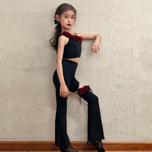 Camisole Tops Pants Modern <span class=keywords><strong>Salsa</strong></span> Ballroom Outfits pour filles - Product Image 4