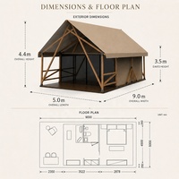 Tente de glamping de luxe BOTEEN à une couche pour toutes les saisons, avec structure en alliage d'aluminium, design écologique, pour usage en resort, villa, hôtel ou camping