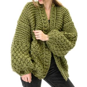 Cardigan <span class=keywords><strong>col</strong></span> roulé personnalisé tricoté à la main avec boules décoratives, pulls pour femme multicolores, <span class=keywords><strong>pull</strong></span> en tricot pour femme avec patchs - Product Image 4