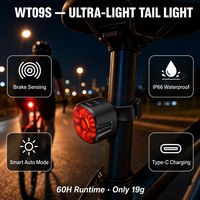 Feu arrière de vélo intelligent à détection de freinage, autonomie de 60h, fixation sur tige de selle, LED rechargeable Type-C pour la conduite nocturne