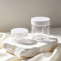 Pots cosmétiques ronds en plastique transparent de 150 ml, 250 ml, 350 ml, 400 ml, 500 ml, 1000 ml avec couvercles à vis en aluminium doré ou argenté