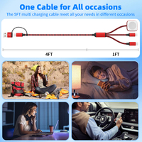 Câble chargeur 3-en-2 pour téléphone portable Multi Smar Watch Series 1.5m Usb c Câble de charge rapide pour montre Charges magnétiques sans fil
