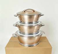 Nuevo Juego de Ollas Térmicas Premium con Acabado Plateado de 2.5L, 4.5L y 6.5L, para Mantener Alimentos Calientes, Ideal para Catering en el Medio Oriente