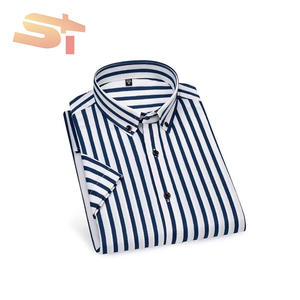 <span class=keywords><strong>Camicia</strong></span> Estiva da Uomo SIKE a Maniche Corte in <span class=keywords><strong>Seta</strong></span> Ghiaccio Elastica a Righe, Stile Coreano Casual - Product Image 1