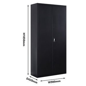 Armoire de chambre personnalisée blanche et noire, armoire à portes battantes en métal à 2 portes, meuble de rangement pour vêtements, penderie en acier coloré pour chambre - Product Image 3