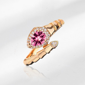 Anello di Moda di Alta Qualità Regolabile a Forma di Pera con Zirconi Multicolore in Ottone Design di Lusso Gioielli per Coppie Anello a Forma di Serpente - Product Image 4