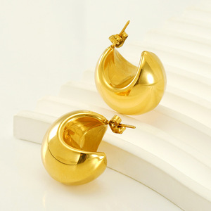 Zogxin Cuff Earrings Gold Steel Color Moon Shape Geometric Party Women's Jewelry - Product Image 2