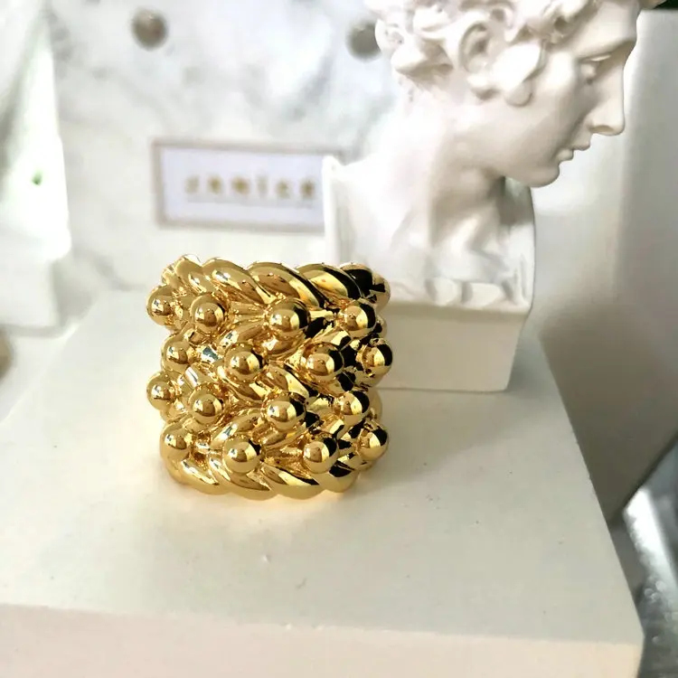 Janice Jewelry 2024 nuevo Anillo de parejas 4 filas/5 filas Keeper Ring 18ct oro amarillo Vintage joyería Inglaterra