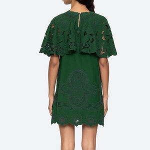 Vestido casual de punto calado al por mayor, mini vestido personalizado de algodón suave con bordado para mujer - Product Image 4