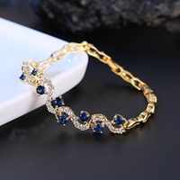 Bracelet en cuivre plaqué or 18 carats avec gros diamants et zircons brillants, style européen et américain