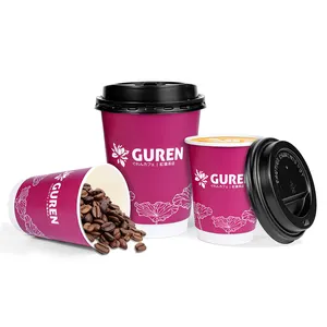 ZJPACK Biodegradable Recyclable Custom Disposable Cups Double Wall Take Away Coffee Cup With Lid