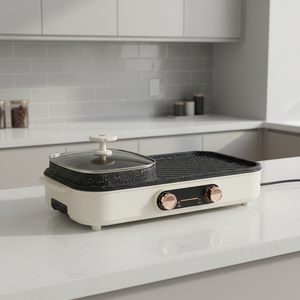 Sartén Eléctrica Multifuncional 2 en 1 Antiadherente de PTFE para Barbacoa, Shabu y Hot Pot, sin Humo, para Uso Doméstico - Product Image 1