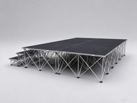 Plateforme de scène pliable à montage rapide avec structure en aluminium et contreplaqué, capacité de charge élevée pour événements