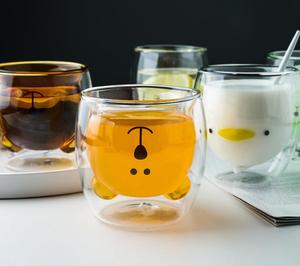 Set di Tazze in Vetro Borosilicato a Doppia Parete con Design di Animali Cartoon, Orso/Anatra/Monstruo, Portatili e Riutilizzabili, Lavabili in Lavastoviglie - Product Image 3