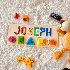 Juguete de madera apilable con letras y formas coloridas personalizadas para el aprendizaje de los niños - Product Image 3