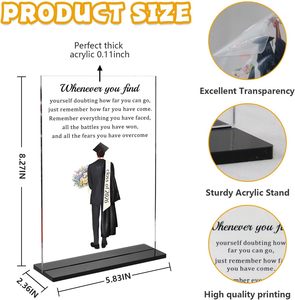 Cadeaux de Remise de Diplôme Inspirants 2026 pour Hommes et Garçons - Décoration de Bureau en Acrylique Transparent Rectangulaire pour Étudiants Universitaires, Collégiens et Lycéens - Product Image 3