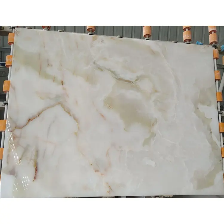 オニキス大理石シャワー壁パネルバスルーム防水半透明大理石ホワイトオニキススラブ