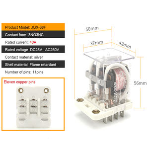 <span class=keywords><strong>JQX</strong></span>-relé de alta corriente, <span class=keywords><strong>JQX</strong></span>-38F 40F60F62F, relé intermedio de alta potencia 220VDC 24VDC - Product Image 4