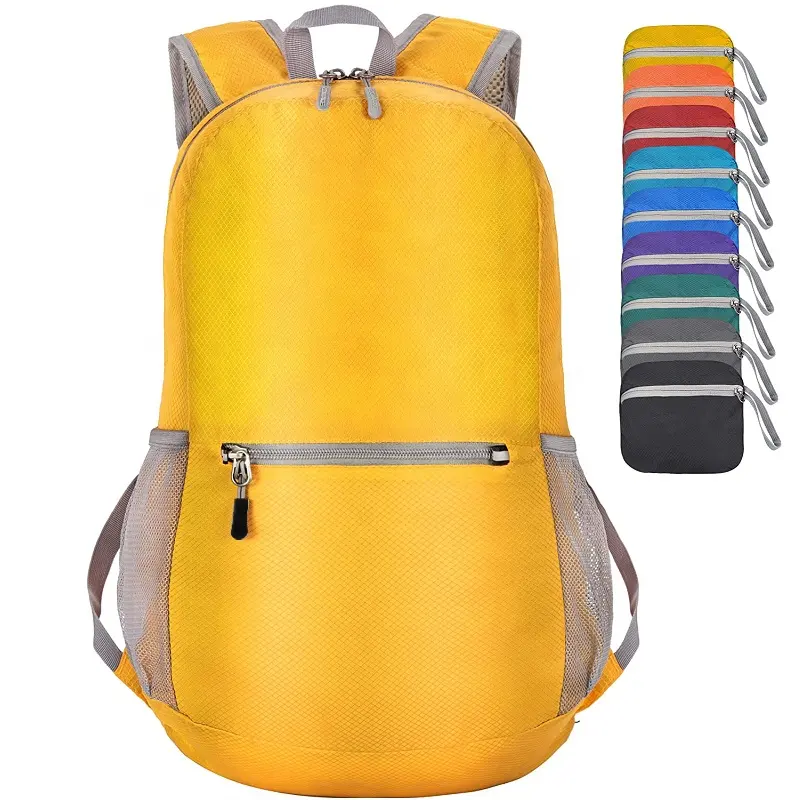 Custom sales nylon hiking bag solid color waterproof light multifunctional backpack