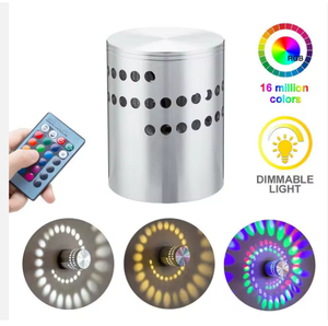Lampe murale et de plafond LED spirale RGB 3W, <span class=keywords><strong>luminaire</strong></span> à intensité variable avec télécommande <span class=keywords><strong>sans</strong></span> <span class=keywords><strong>fil</strong></span>, corps en aluminium, livraison directe - Product Image 2