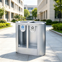 Poubelle de recyclage intérieure transparente à double compartiment en acier inoxydable, écologique, pour déchets secs et humides