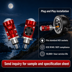 Prix usine en gros, Projecteur LED compact H4 1,8 pouce pour moto, avec ventilateur de refroidissement turbo, Plug & Play, 2 lentilles, style <span class=keywords><strong>Cafe</strong></span> <span class=keywords><strong>Racer</strong></span> - Product Image 1