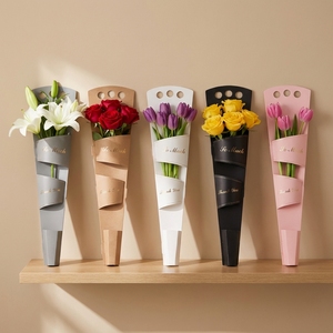 Cajas de Regalo para Ramos de Flores del Día de la Madre, Fundas de Papel Portátiles para una Sola Rosa, para el Día del Maestro, San Valentín, Bodas y Fiestas - Product Image 1
