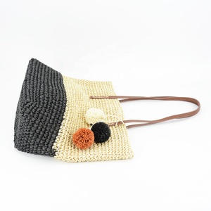 Bolso de mano de playa con cuentas de madera Retro para mujer, bolso de hombro abierto de verano grande, Correa OEM importado, tejido de paja, tendencia de moda para niñas - Product Image 4