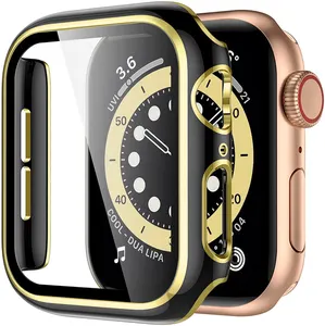 Tempered Glass + Protective Case for apple watch 8 7 6 5 4 44mm 40mm 41mm 45mm Matte Plastic Cover Hard Frame