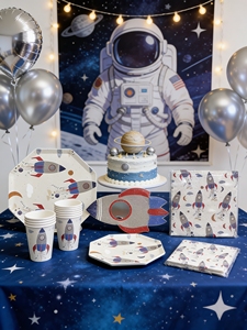 Ensemble de vaisselle sur le thème de la fusée DAMAI pour les anniversaires d'enfants, assiettes jetables, gobelets en papier, serviettes pour 8 invités - Product Image 2