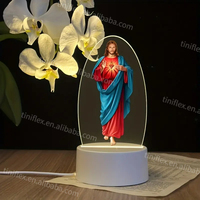 Christian jésus Led acrylique veilleuse Usb alimenté ovale gravé lampe de Table religieux décor à la maison église cadeau