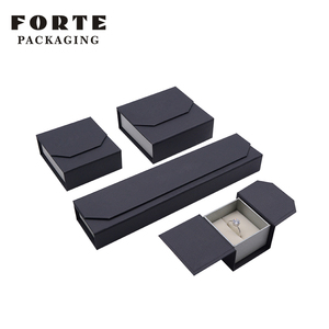 FORTE Flip-top Magnetic Suction Leatherette Paper Jewelry Packaging <b>Black</b> Ring <b>Box</b> Leather Jewelry Gift <b>Box</b> - Product Image 3